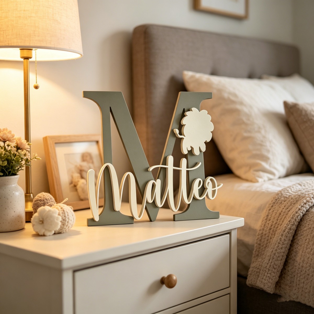 Baby Nursery Gifts - 1Pc Custom Lion Name & Initial