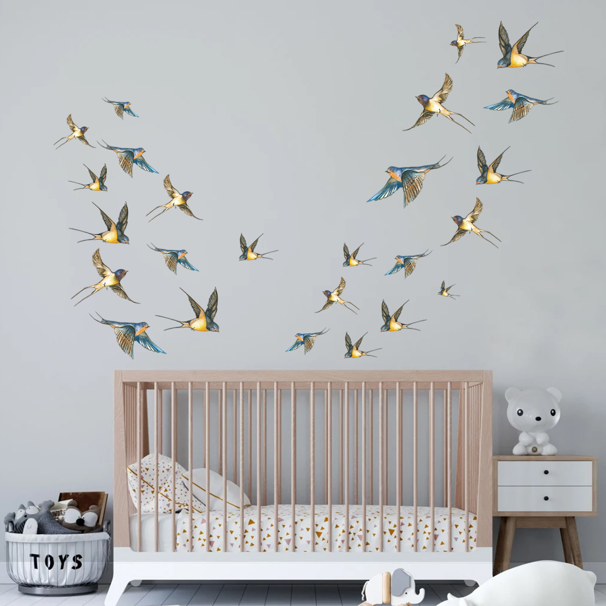 4Pcs Watercolor Multicolor Bir - Baby Nursery Accessories ulasan dan harga