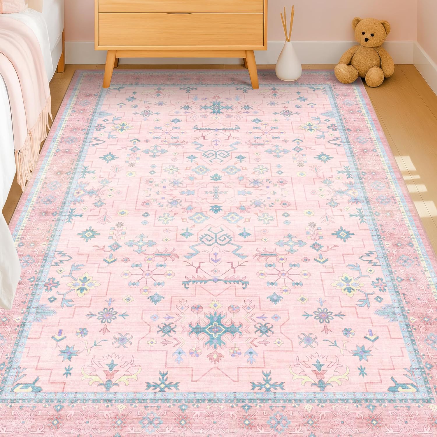 Pink Rugs for Bedroom Girls,Wa - Baby Nursery Vintage Decor ulasan dan harga
