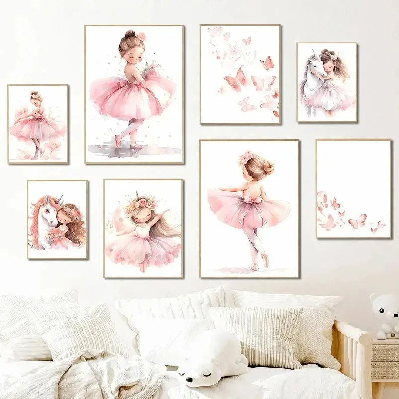 Pink Ballerina Girl Unicorn Bu - Baby Nursery Frames ulasan dan harga