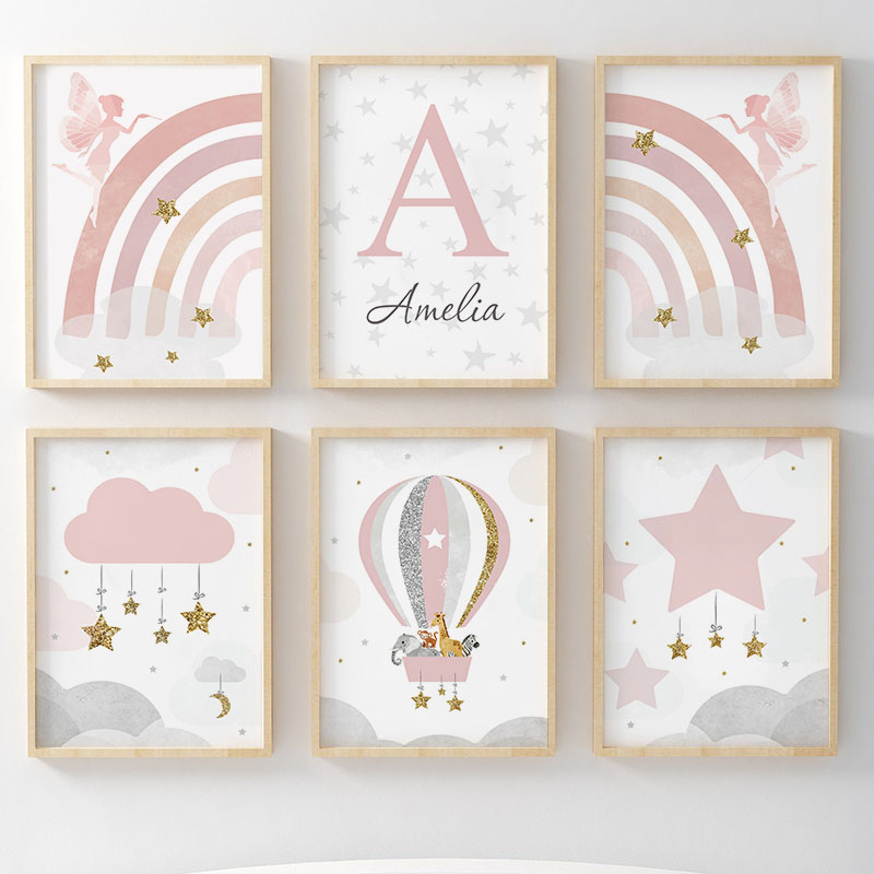 Pink Angel Girl Rainbow Wall A - Animals Baby Nursery ulasan dan harga