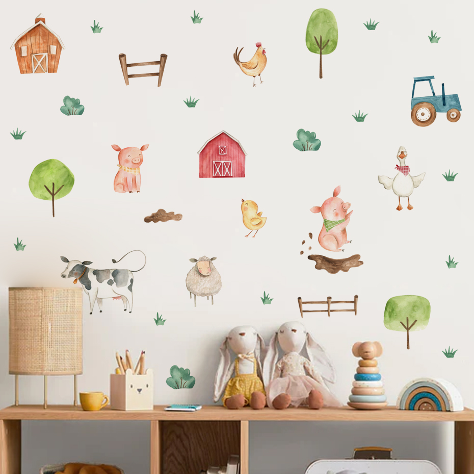 Boho Watercolor Cute Farm Anim - Baby Nursery Package ulasan dan harga