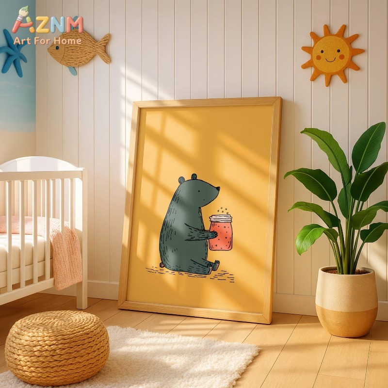 AZNM Cartoon Bear Honey Jar Ca - Animals Baby Nursery ulasan dan harga