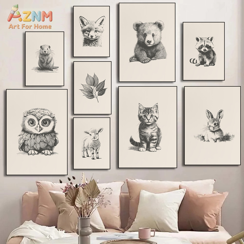 AZNM Vintage Sketch Baby Anima - Baby Nursery Vintage Decor ulasan dan harga