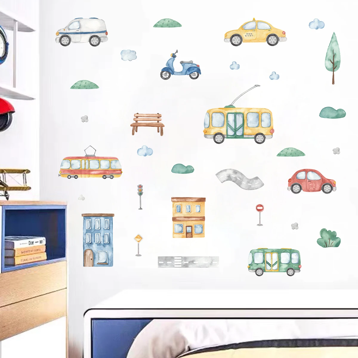 Cartoon Tree Bus Car Wall Stic - Baby Nursery Tree ulasan dan harga