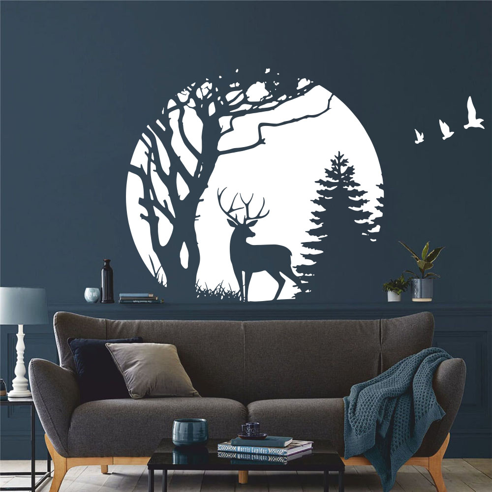 Circle Forest Deer Pine Tree W - Baby Nursery Jungle Animals ulasan dan harga