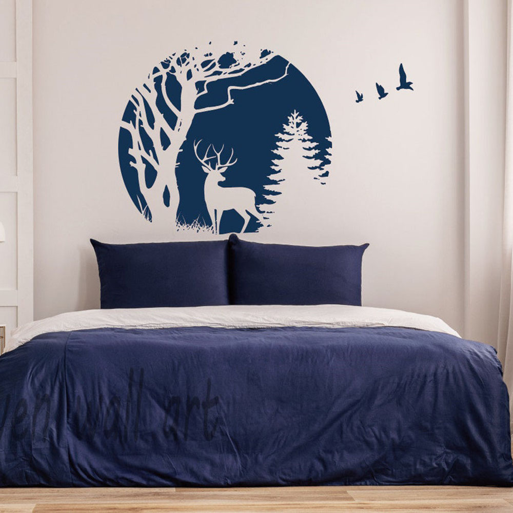Circle Forest Deer Pine Tree W - Baby Nursery Jungle Animals ulasan dan harga