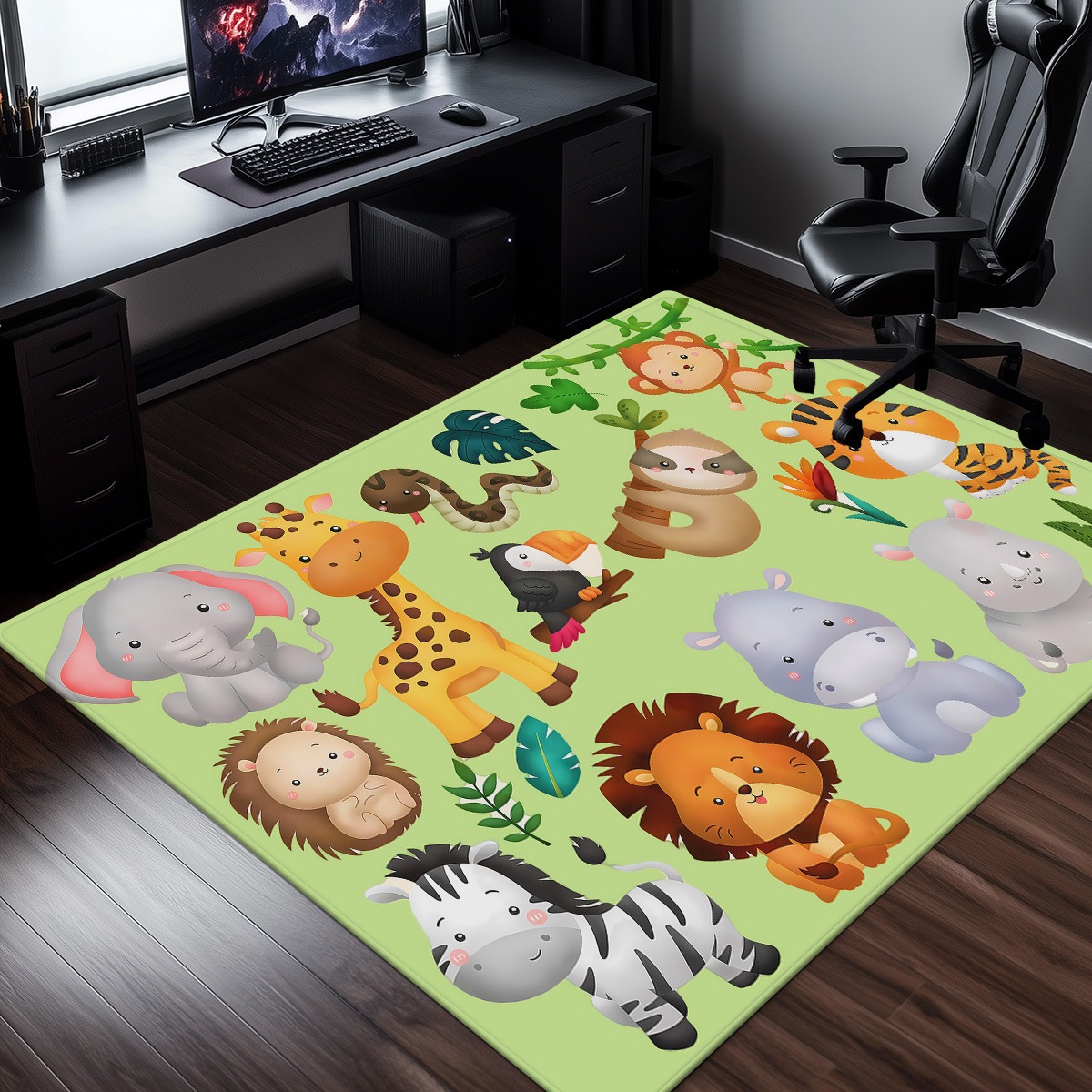 Cute Jungle Animal Print Cryst - Baby Nursery Jungle Animals ulasan dan harga