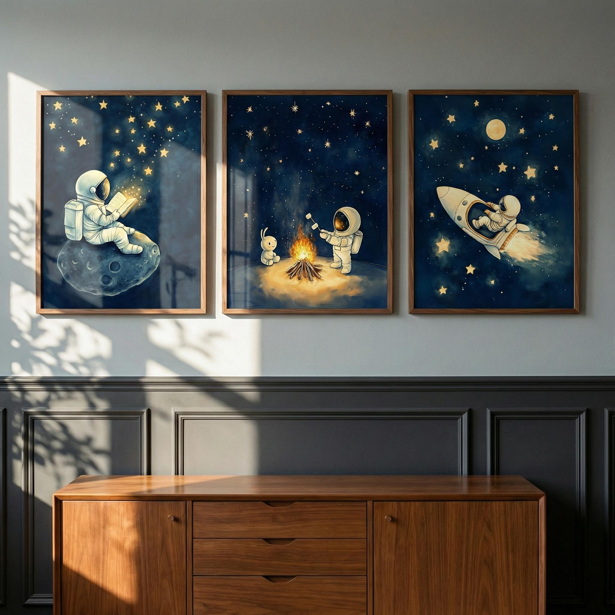 Astronaut Space Wall Art Set o - Baby Nursery Frames ulasan dan harga