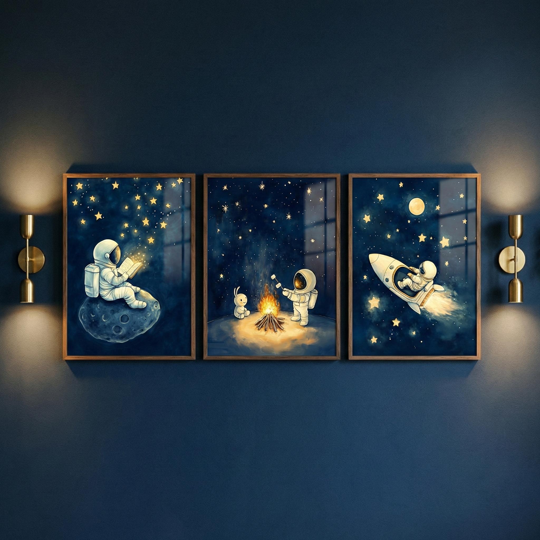 Astronaut Space Wall Art Set o - Baby Nursery Frames ulasan dan harga
