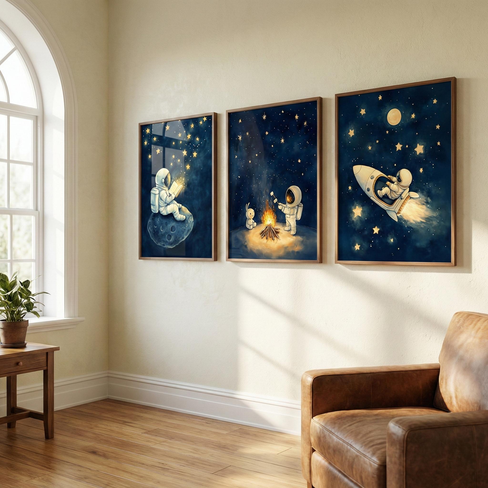 Astronaut Space Wall Art Set o - Baby Nursery Frames ulasan dan harga