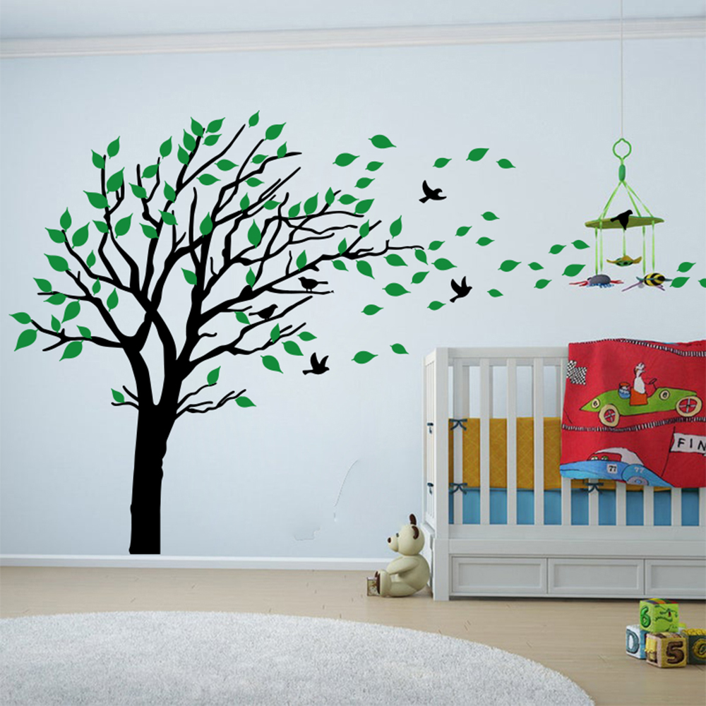 Large Two Colors Tree Leaves W - Baby Nursery Tree ulasan dan harga
