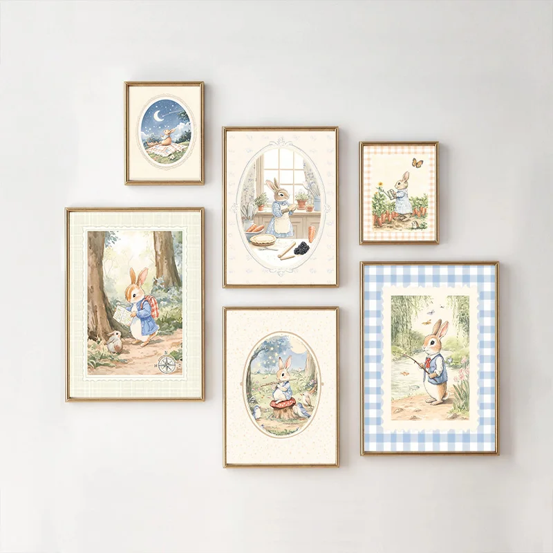 Vintage Boho Blue Plaid Rabbit - Baby Nursery Vintage Decor ulasan dan harga