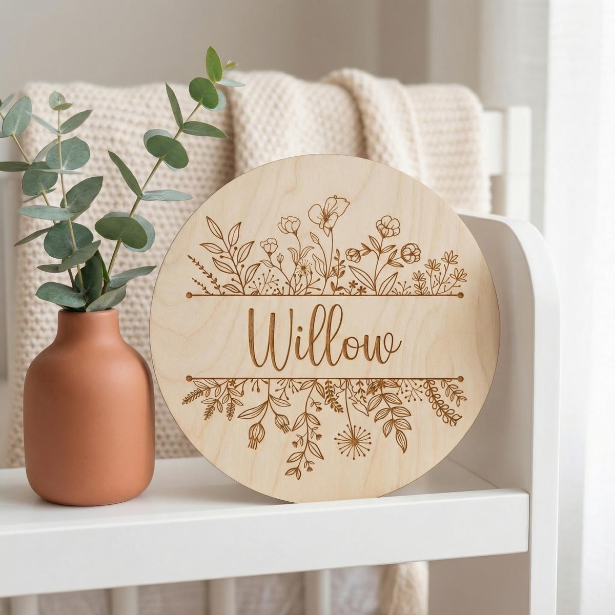 Personalized Floral Round Wood - Baby Nursery Gifts ulasan dan harga