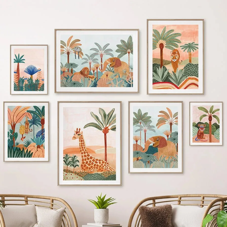 Boho Jungle Animals Tiger Monk - Baby Nursery Jungle Animals ulasan dan harga