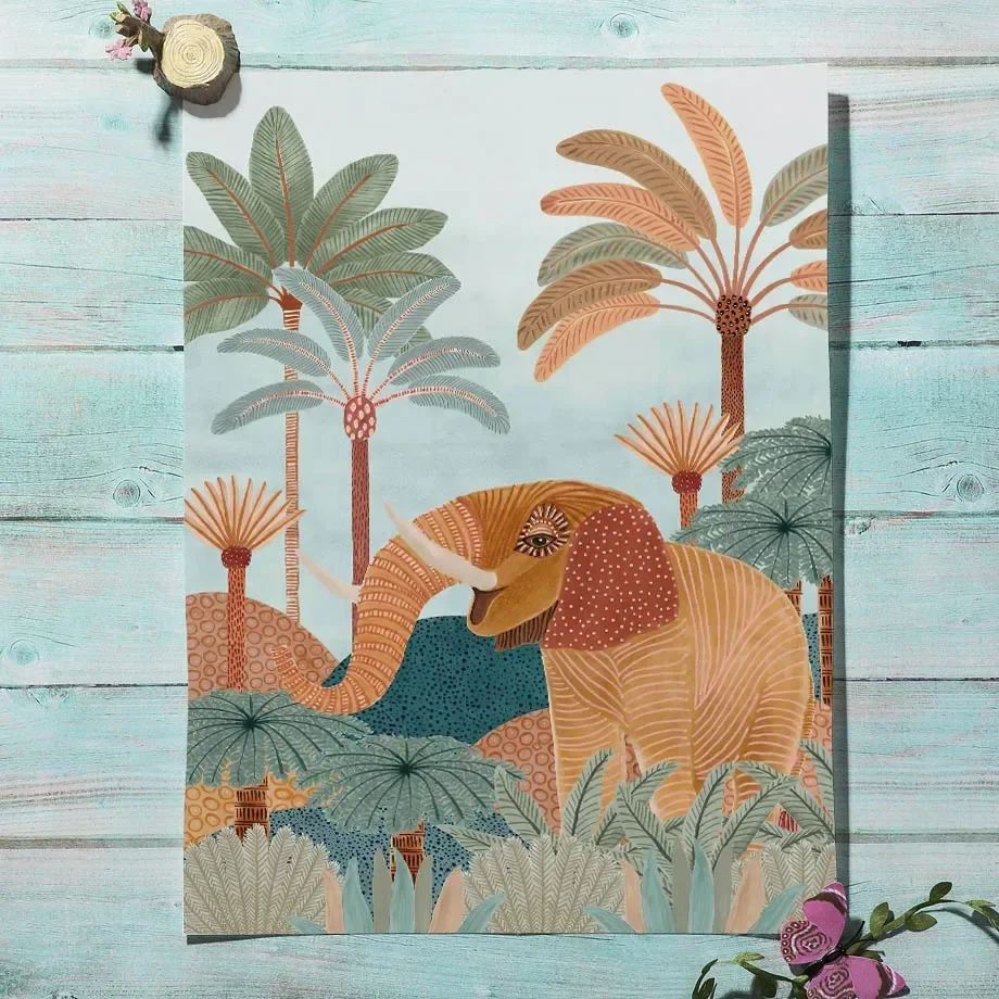 Boho Jungle Animals Tiger Monk - Baby Nursery Jungle Animals ulasan dan harga