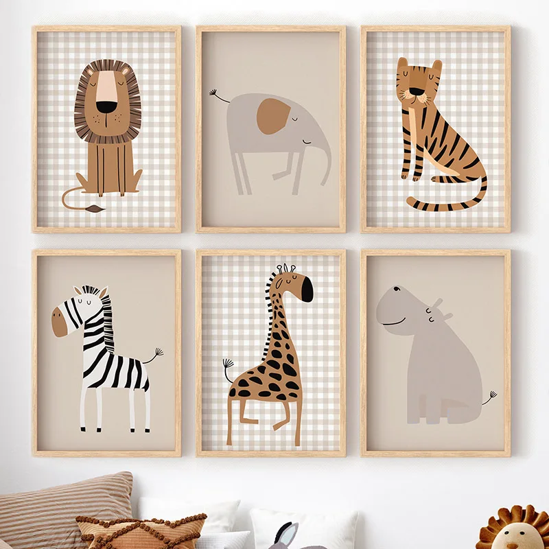 1PC Frameless Lion Tiger Eleph - Baby Nursery Jungle Animals ulasan dan harga