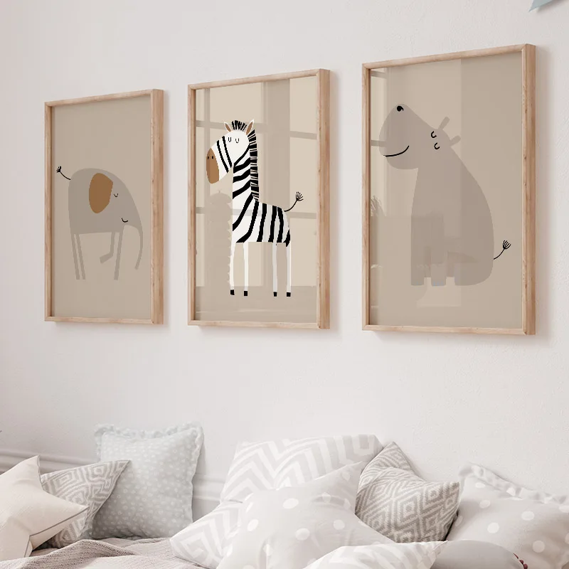 1PC Frameless Lion Tiger Eleph - Baby Nursery Jungle Animals ulasan dan harga