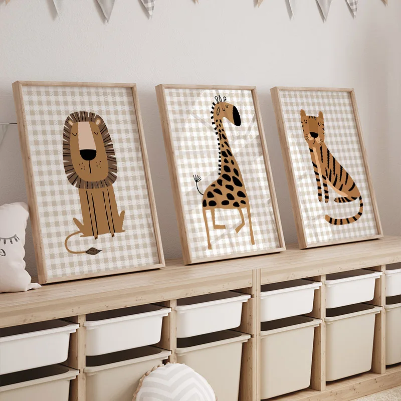 1PC Frameless Lion Tiger Eleph - Baby Nursery Jungle Animals ulasan dan harga