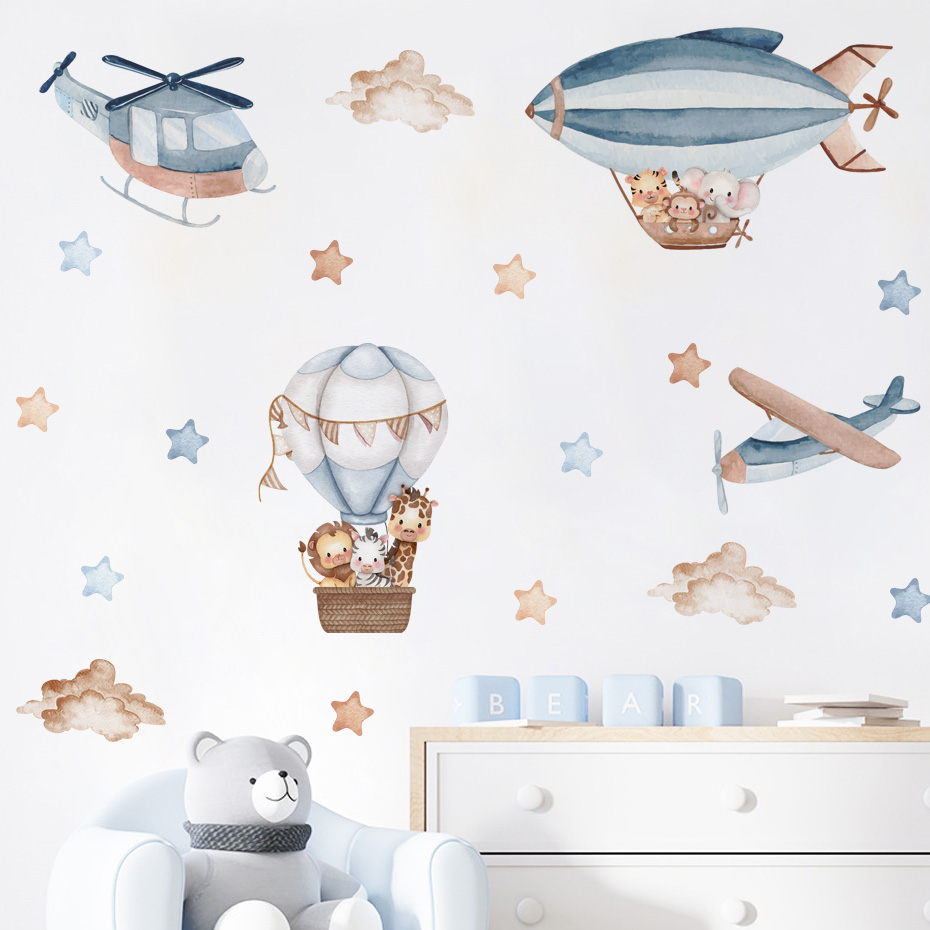 Watercolor Animals Hot Air Bal - Baby Nursery Package ulasan dan harga