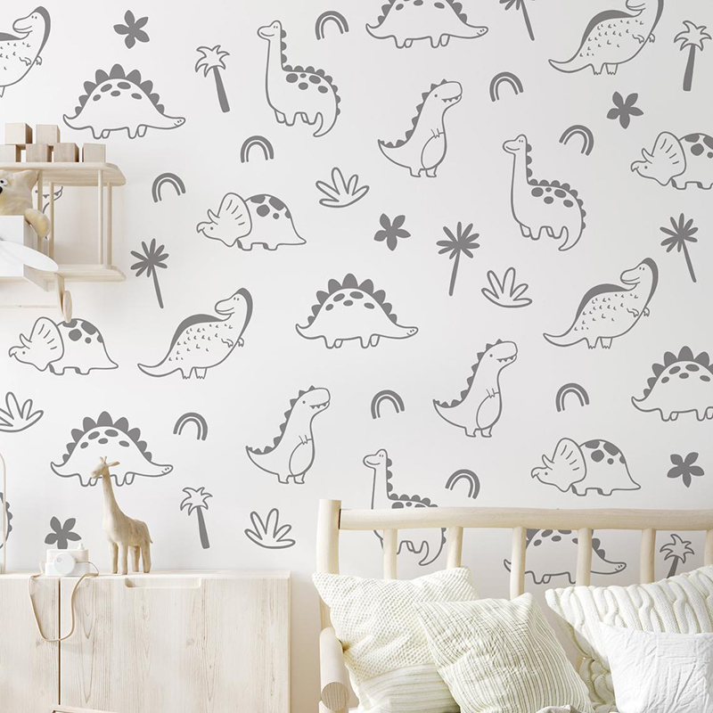 Geometric Dinosaur Tree Rainbo - Baby Nursery Jungle Animals ulasan dan harga