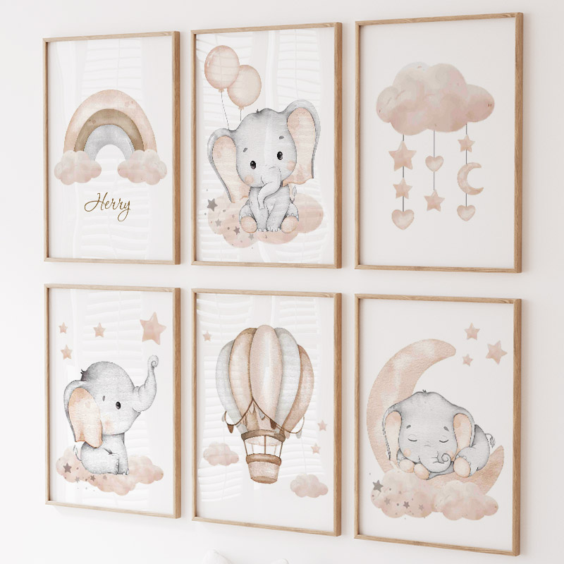 Cute Elephant Hot Balloon Moon - Animals Baby Nursery ulasan dan harga