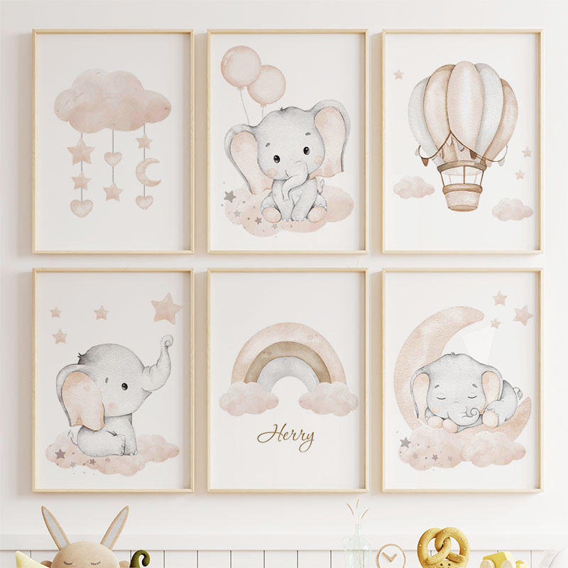 Cute Elephant Hot Balloon Moon - Animals Baby Nursery ulasan dan harga