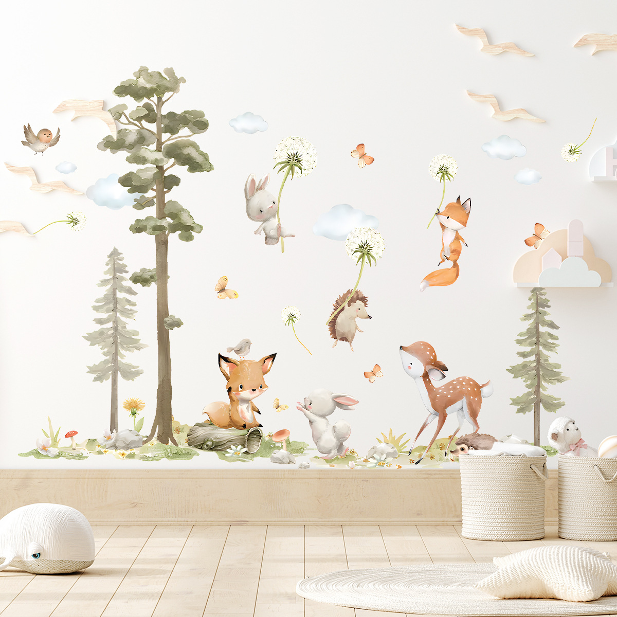 Cute Forest Animals Wall Stick - Baby Nursery Tree ulasan dan harga