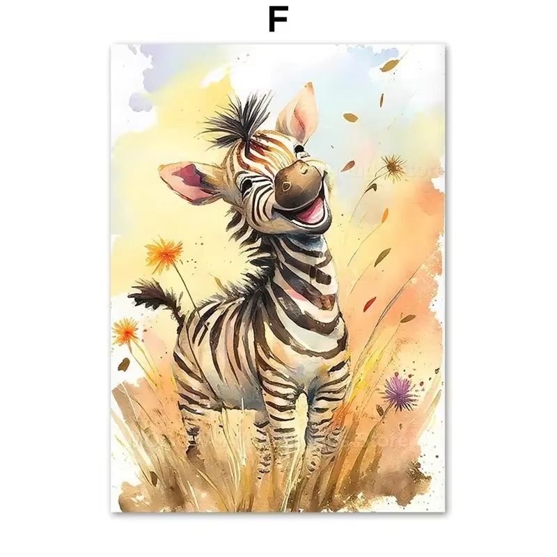Watercolor Lion Giraffe Tiger  - Animals Baby Nursery ulasan dan harga