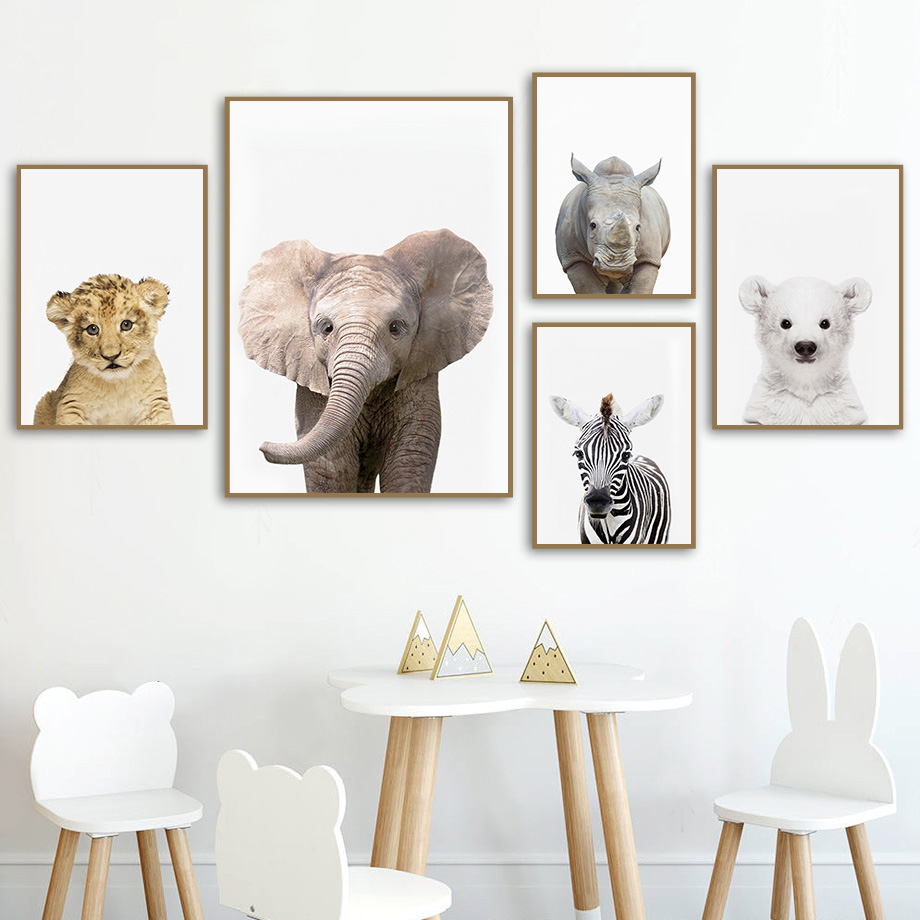 1pc frameless Canvas Painting  - Baby Nursery Jungle Animals ulasan dan harga