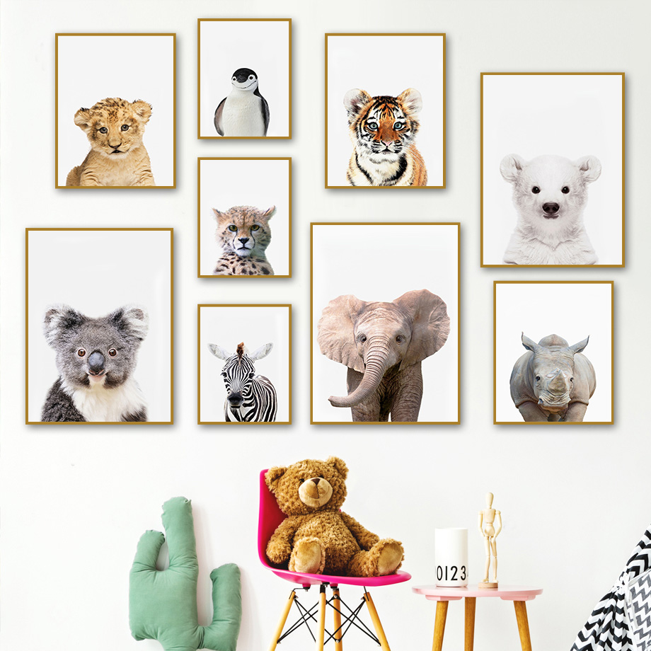 1pc frameless Canvas Painting  - Baby Nursery Jungle Animals ulasan dan harga