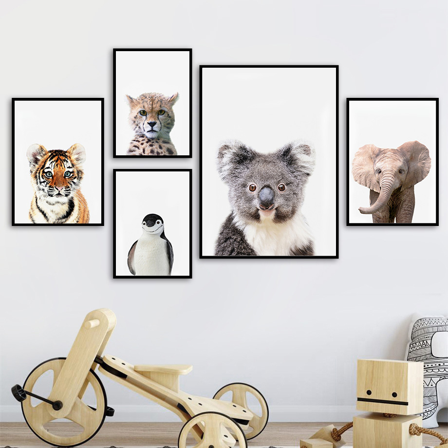 1pc frameless Canvas Painting  - Baby Nursery Jungle Animals ulasan dan harga