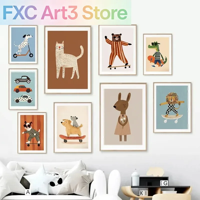 1pc frameless Funny Animals Ra - Animals Baby Nursery ulasan dan harga