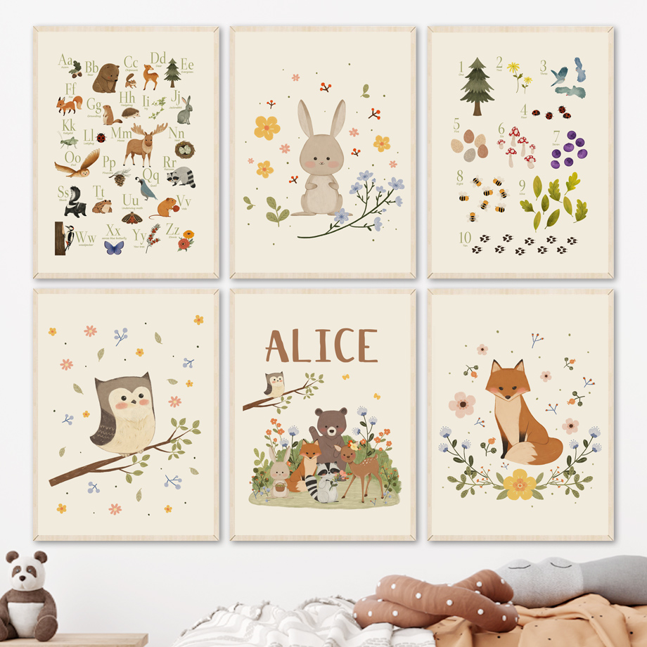 1pc frameless Cute Rabbit Fox  - Animals Baby Nursery ulasan dan harga