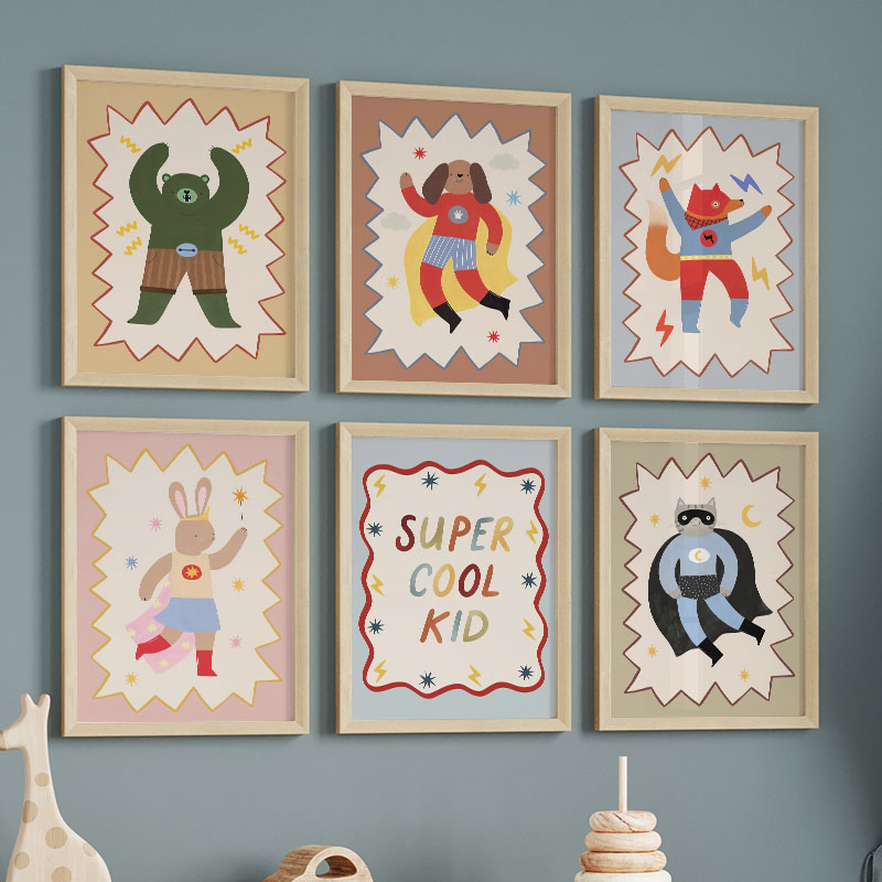 Funny Cartoon Super Cool Kid N - Animals Baby Nursery ulasan dan harga