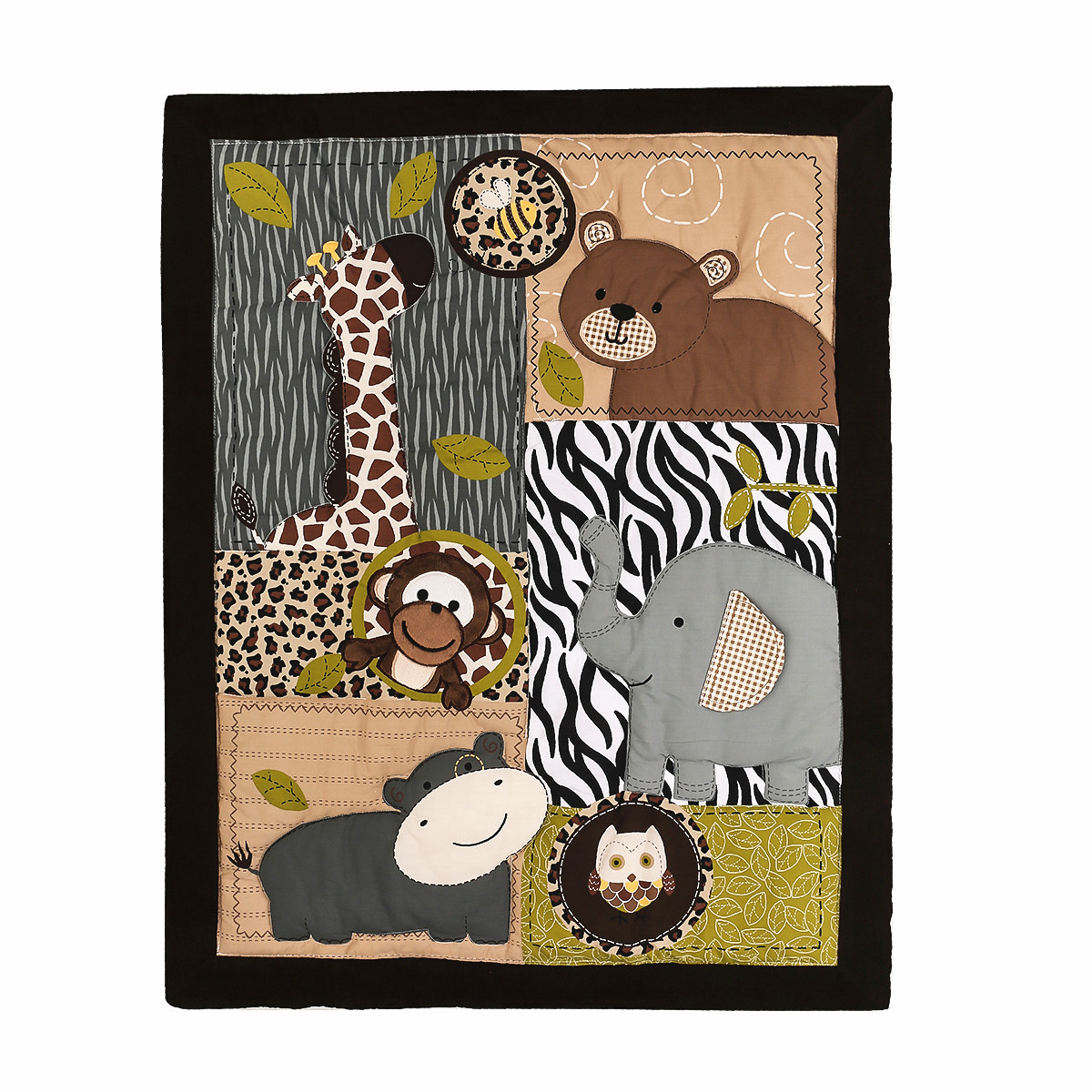 3Pcs Embroidered Newborn Baby  - Baby Nursery Jungle Animals ulasan dan harga
